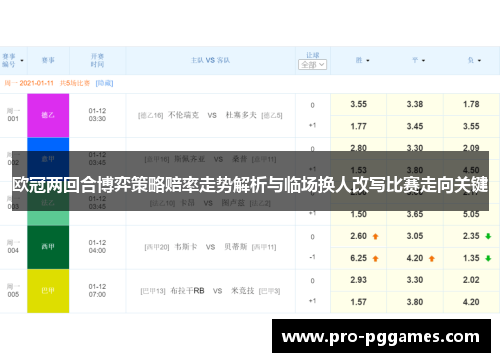 欧冠两回合博弈策略赔率走势解析与临场换人改写比赛走向关键 欧冠两回合博弈策略赔率走势解析与临场换人改写比赛走向关键